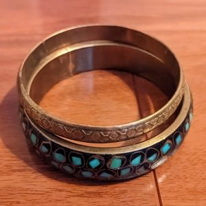 Turquoise color boho bangles bracelets bundle